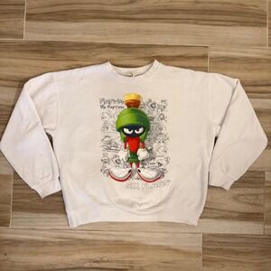 Vintage Six Flags Looney Tunes Marvin the Martian White Sweatshirt Large